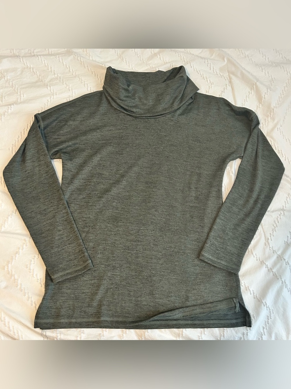 90 Degree By Reflex Women's Green Gray Cowl Neck Pullover Activewear Shirt Large